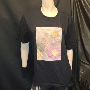 TED BAKER Black T-Shirt with Floral Graphic SIZE 6